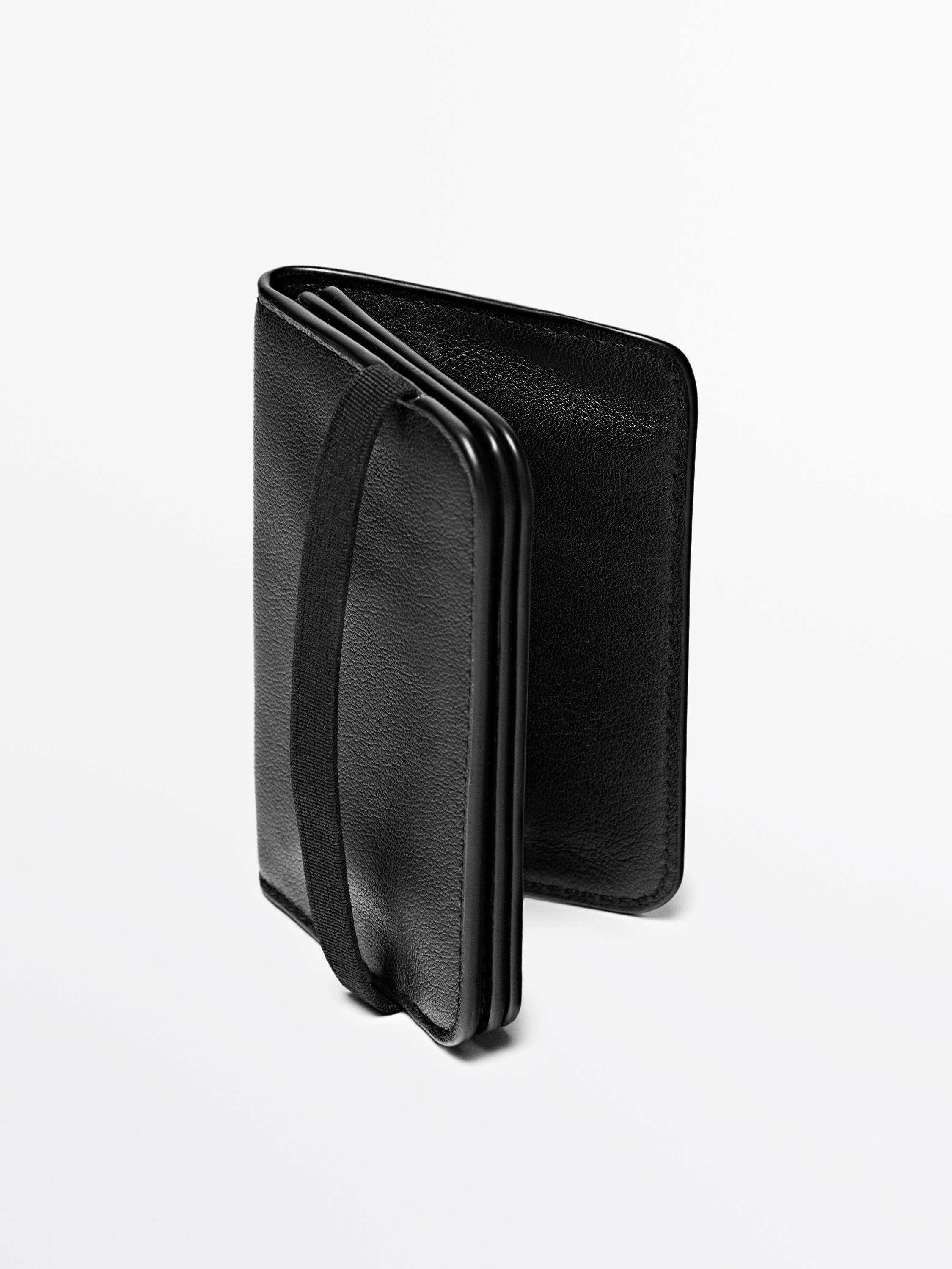 Nappa leather card holder with flap